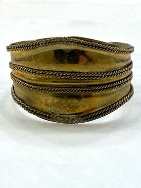Vintage Gold-Tone Twisted Rope Cuff Bracelet